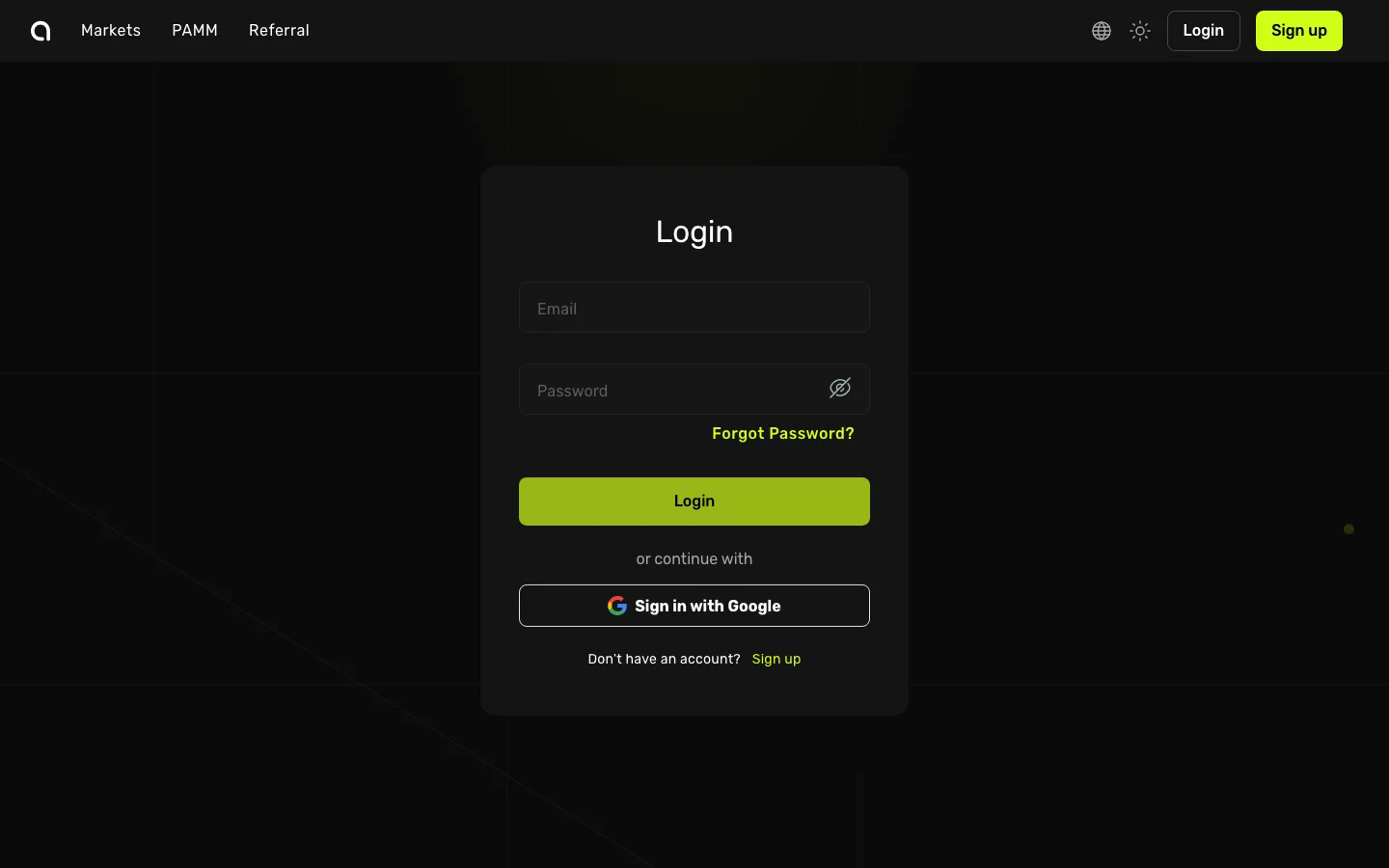 Amabit Login page